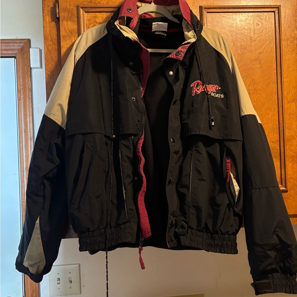 Ranger Boats Vintage Black Jacket with Tan Panels and Burgundy Trim